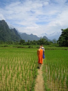 the beautiful landscape of Vang Vieng